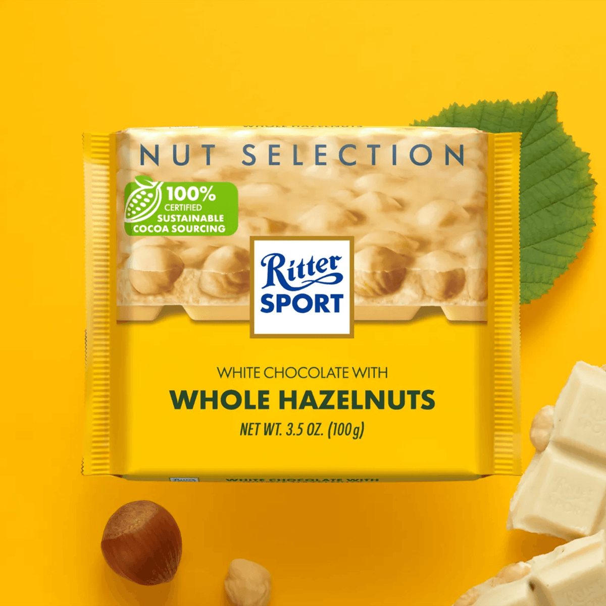 Ritter Sport White Chocolate with Whole Hazelnuts 100g