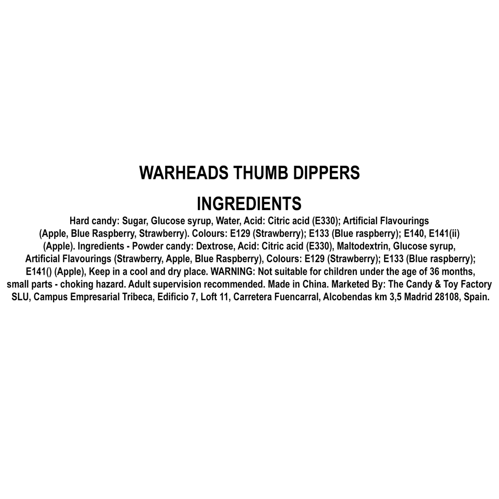 Warheads Thumb Dippers Assorted 40g