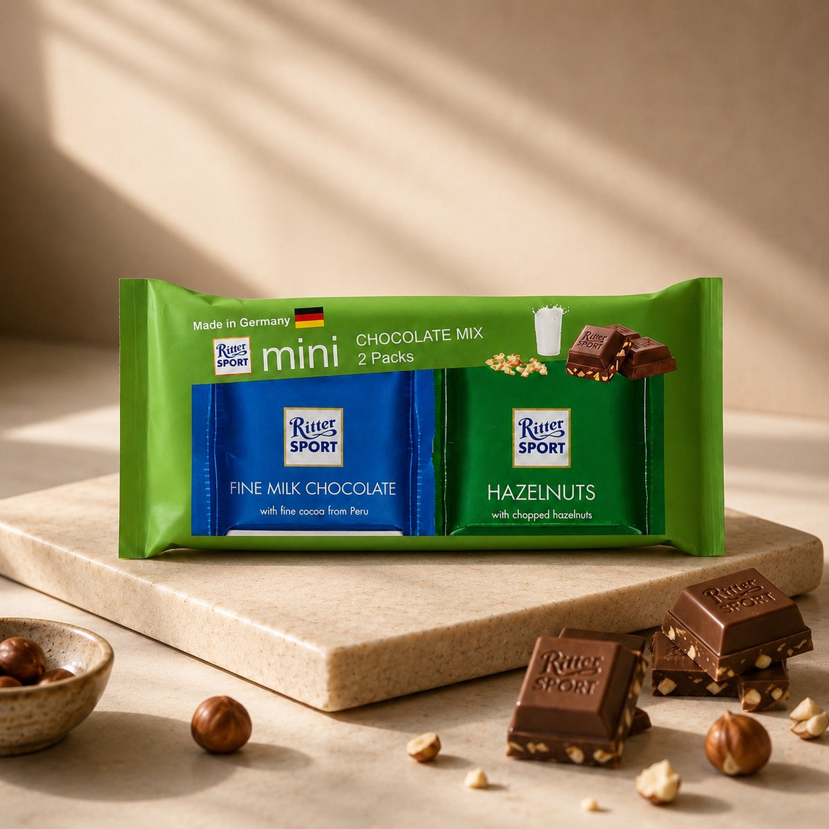 Mini 2Pcs Green Chopped Hazelnuts & Fine Milk Chocolate 33g